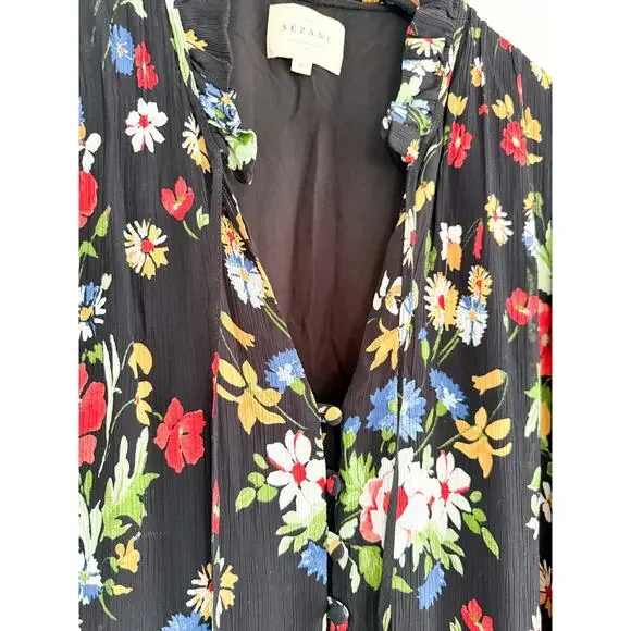 Sezane Sézane | India Dress Black Floral | Sz 36 // US Sz 4 - Picture 7 of 12